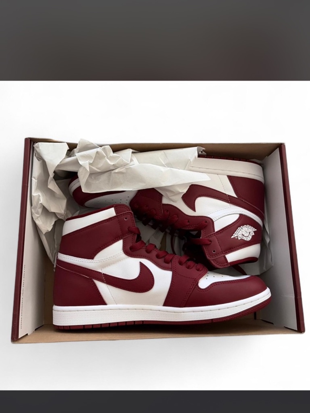 Nike Air Jordan 1 High Maroon and White Retro Sneakers